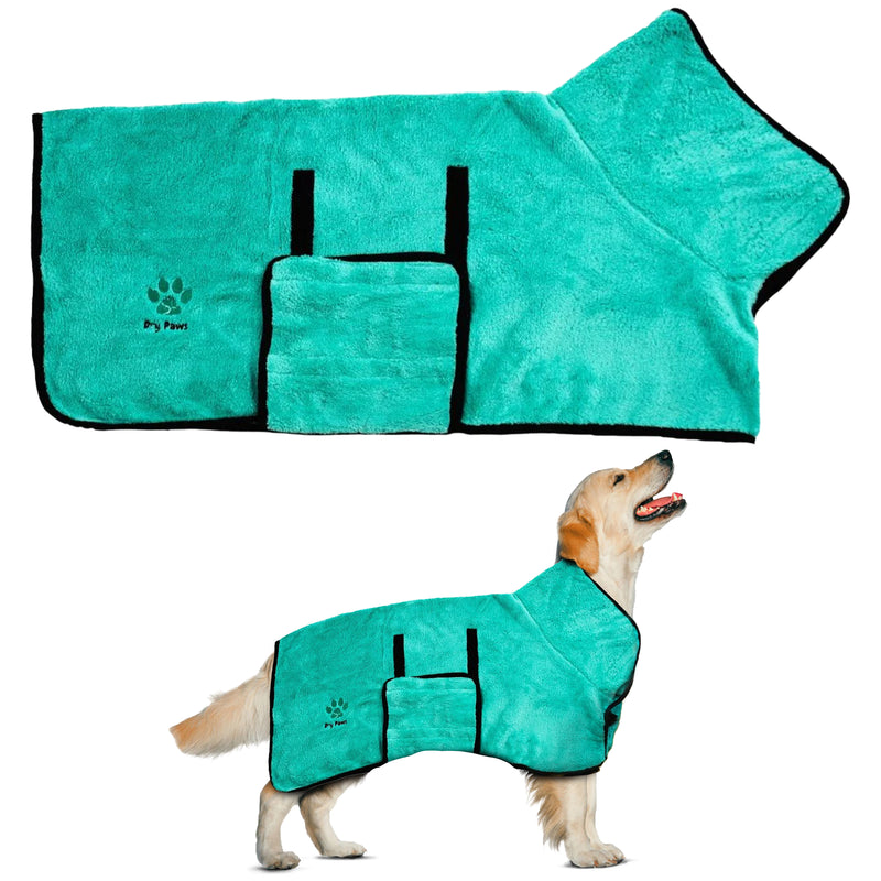 Super Absorbent Dog Bathrobe/Towel Light Blue (New Plush) - Dry Paws